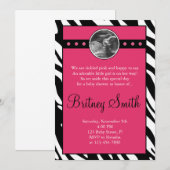 Zebra roze Sonogram Foto Baby shower Uitnodiging (Voorkant / Achterkant)