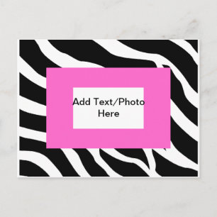 Zebra roze witte Sjabloon Briefkaart