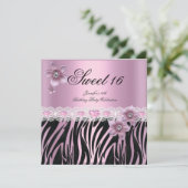 Zebra roze zwarte zoete zestien zoete partij 16 kaart (Staand voorkant)
