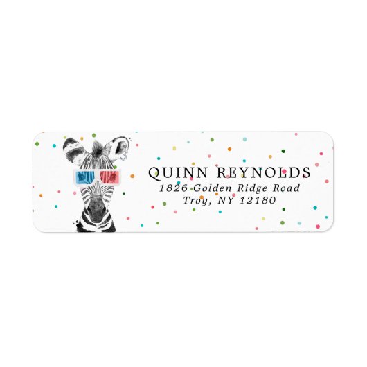 Zebra Safari | Étiquette d'adresse de retour (Devant)