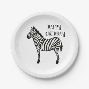 Zebra Safari Happy Birthday Party Borden Papieren Bordje