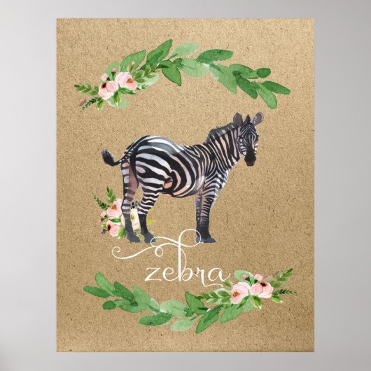 Zebra Safari Jungle Kinderkamer Kunst Poster (Voorkant)