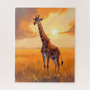 Zebra-safari-zonsondergang-dier-schilderij Legpuzzel
