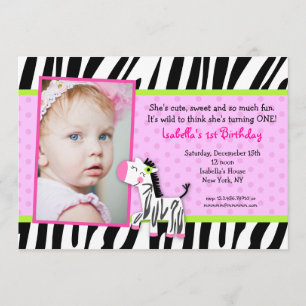 Zebra Safari Zoo Oerwoud Birthday Party Invitation Kaart