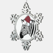 Zebra Santa Decoration Tin Sneeuwvlok Ornament (Rechts)