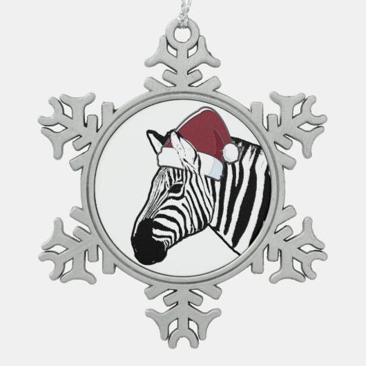 Zebra Santa Decoration Tin Sneeuwvlok Ornament (Voorkant)