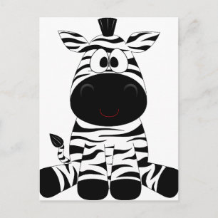 Zebra Schattig Dier Strepen Jungle Safari Whimsica Briefkaart