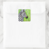 Zebra schilderen vierkante sticker (Tas)
