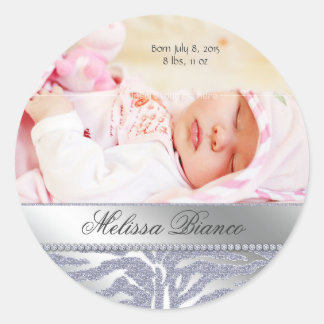 Zebra Sieraden Baby Meisje Sticker Zilver
