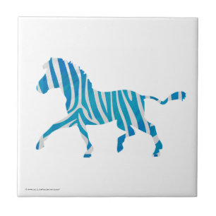 Zebra Silhouet Blauw en Wit Tegeltje