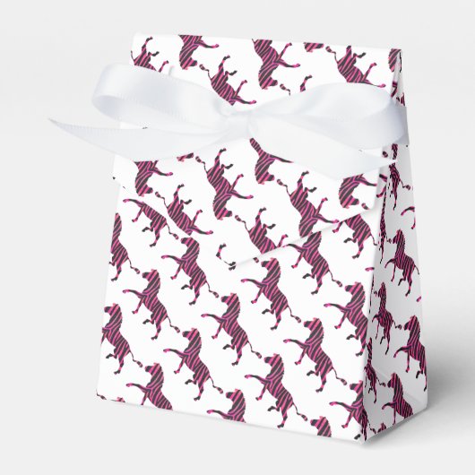 Zebra Silhouette Black en Hot Pink Print Bedankdoosjes (Voorkant Zijde)