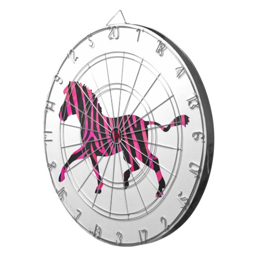 Zebra Silhouette Black en Hot Pink Print Dartbord (Voorkant Rechts)