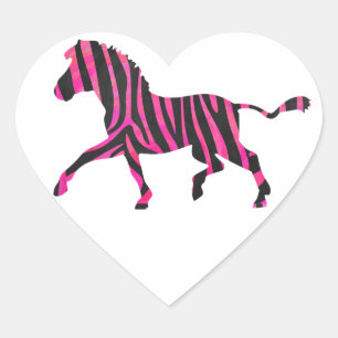 Zebra Silhouette Black en Hot Pink Print Hart Sticker