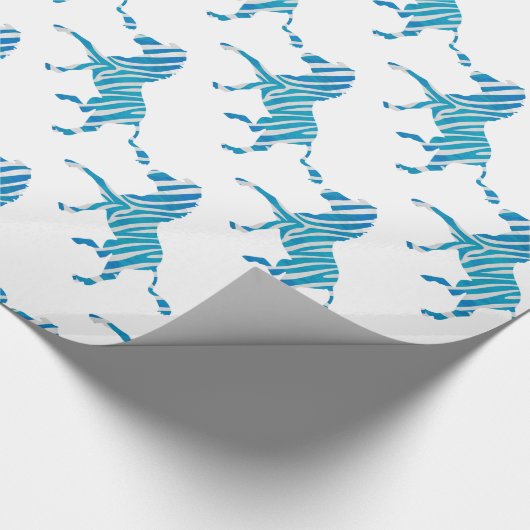 Zebra Silhouette Blue en White Cadeaupapier (Hoek)