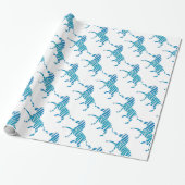 Zebra Silhouette Blue en White Cadeaupapier (Uitgerold)