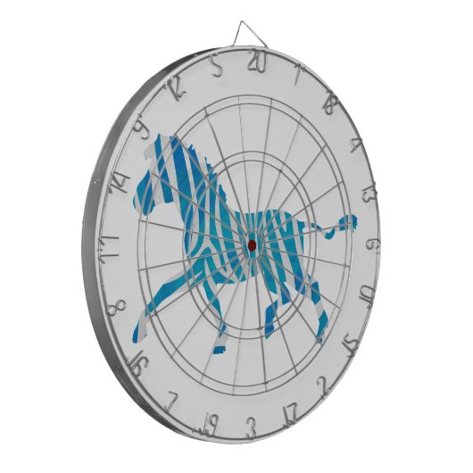 Zebra Silhouette Blue en White Dartbord (Voorkant Links)
