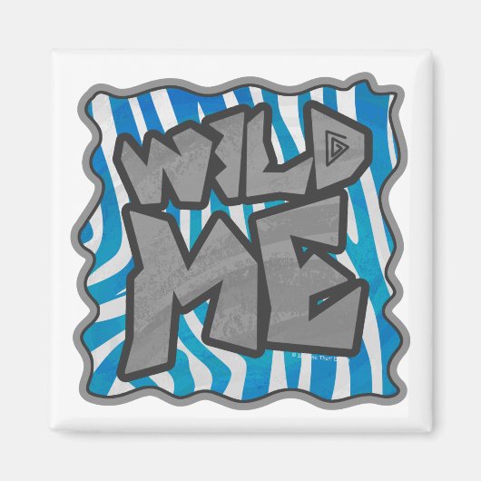 Zebra Silhouette Blue en White Design Magneet (Voorkant)