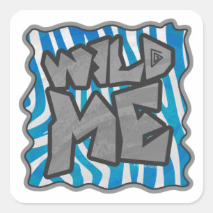 Zebra Silhouette Blue en White Design Vierkante Sticker