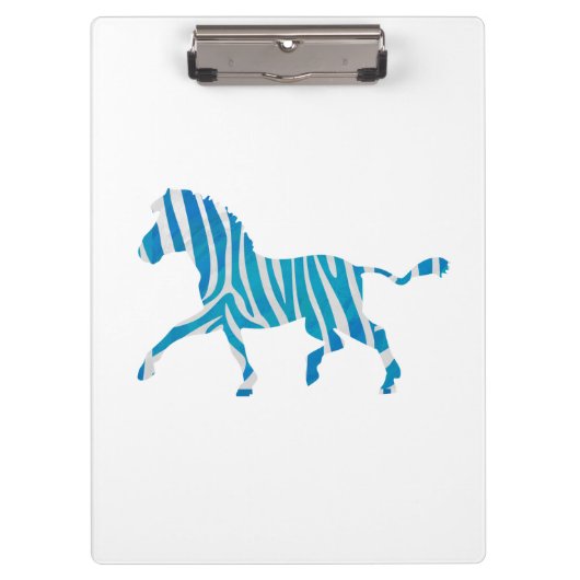 Zebra Silhouette Blue en White Klembord (Voorkant)