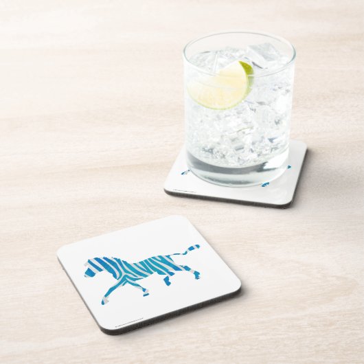 Zebra Silhouette Blue en White Onderzetter (Rechterzijde)