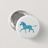Zebra Silhouette Blue en White Ronde Button 3,2 Cm (Voorkant /achterkant)