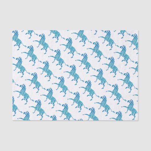 Zebra Silhouette Blue en White Tissuepapier (Voorkant)