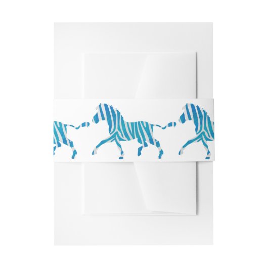 Zebra Silhouette Blue en White Uitnodigingen Wikkel (Voorkant Voorbeeld)