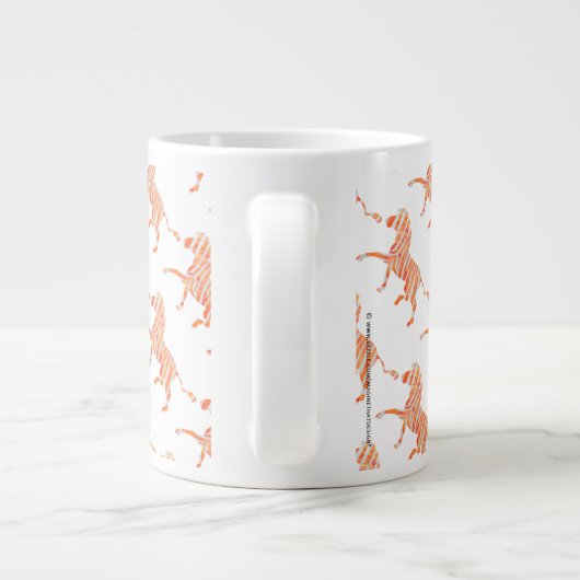 Zebra Sinaasappel en wit Silhouette Extra Grote Beker (Achterkant)