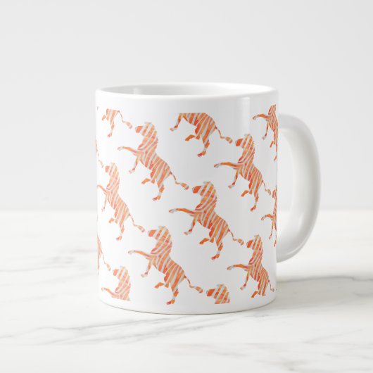 Zebra Sinaasappel en wit Silhouette Extra Grote Beker (Voorkant rechts)