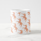 Zebra Sinaasappel en wit Silhouette Extra Grote Beker (Voorkant)