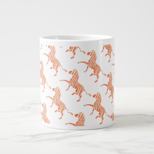 Zebra Sinaasappel en wit Silhouette Extra Grote Beker (Voorkant)