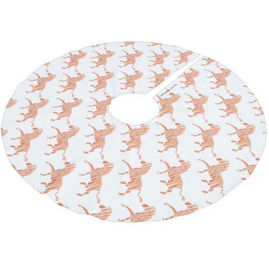 Zebra Sinaasappel en wit Silhouette Kerstboom Rok (Gekanteld)