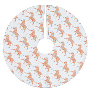 Zebra Sinaasappel en wit Silhouette Kerstboom Rok