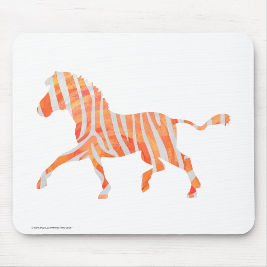 Zebra Sinaasappel en wit Silhouette Muismat (Voorkant)