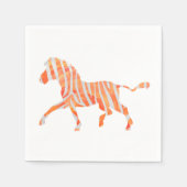 Zebra Sinaasappel en wit Silhouette Servet (Voorkant)