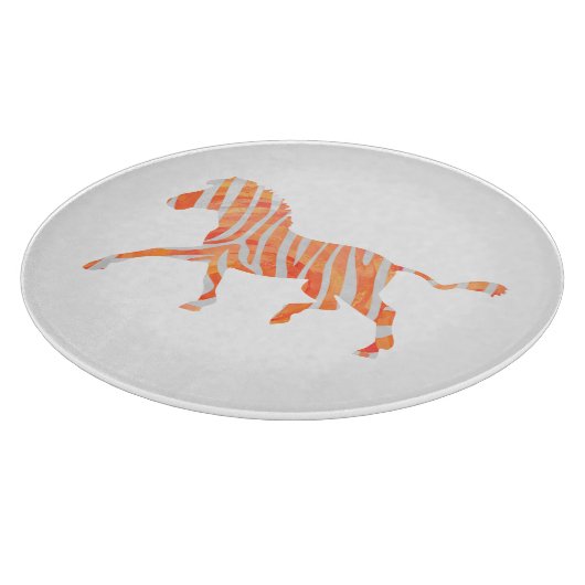 Zebra Sinaasappel en wit Silhouette Snijplank (Hoek)