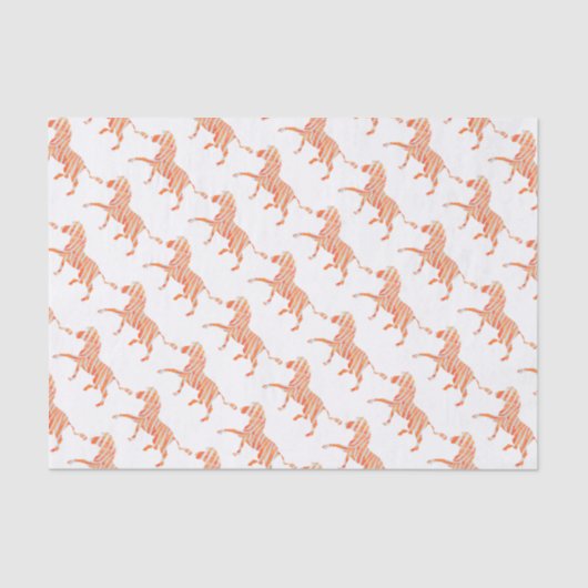 Zebra Sinaasappel en wit Silhouette Tissuepapier (Voorkant)