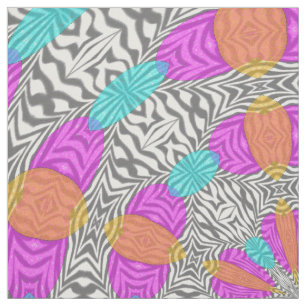 Zebra Sinaasappel roze blauwe afdrukpatroon Stof