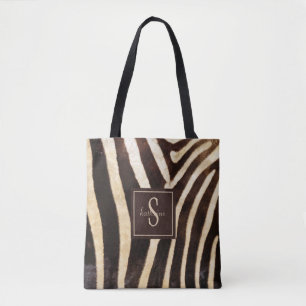 Zebra Skin Brown & Beige Monogram Draagtas