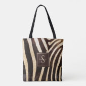 Zebra Skin Brown & Beige Monogram Draagtas (Achterkant)