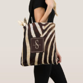 Zebra Skin Brown & Beige Monogram Draagtas (Dichtbij)
