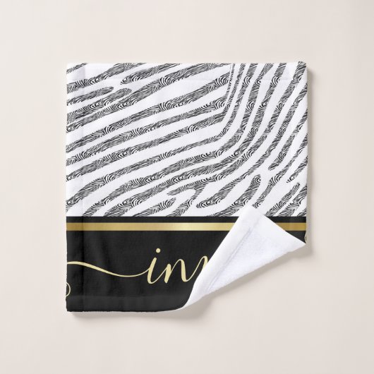 Zebra Skin Monogramed Waterverf Bad Handdoek (Wasdoekje)
