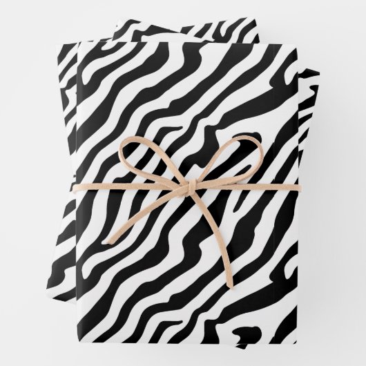 Zebra Skin Texture Stripes Black en White Inpakpapier Vel (In situ)