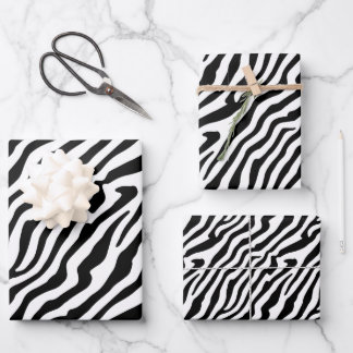 Zebra Skin Texture Stripes Black en White Inpakpapier Vel
