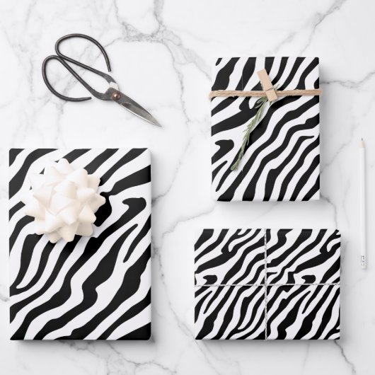 Zebra Skin Texture Stripes Black en White Inpakpapier Vel (Voorkant)