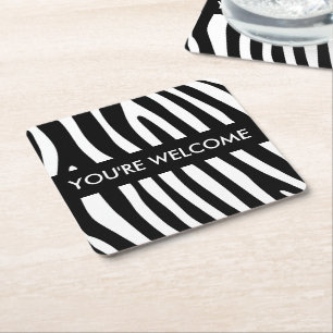 Zebra snijdt het patroon zwart-wit en je ideeën vierkante kartonnen onderzetter