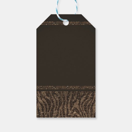 Zebra Sparkle Brown Gold Glam Chic Party Favor Cadeaulabel (Achterkant)