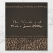 Zebra Sparkle Brown Gold Glam Étiquettes de vin ch (Étiquettes simples)