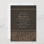 Zebra Sparkle Brown Gold Glam Party Invitations (Devant)