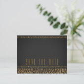 Zebra Sparkle Sequins Glam Chic Bewaar de datum Aankondigingskaart (Staand voorkant)